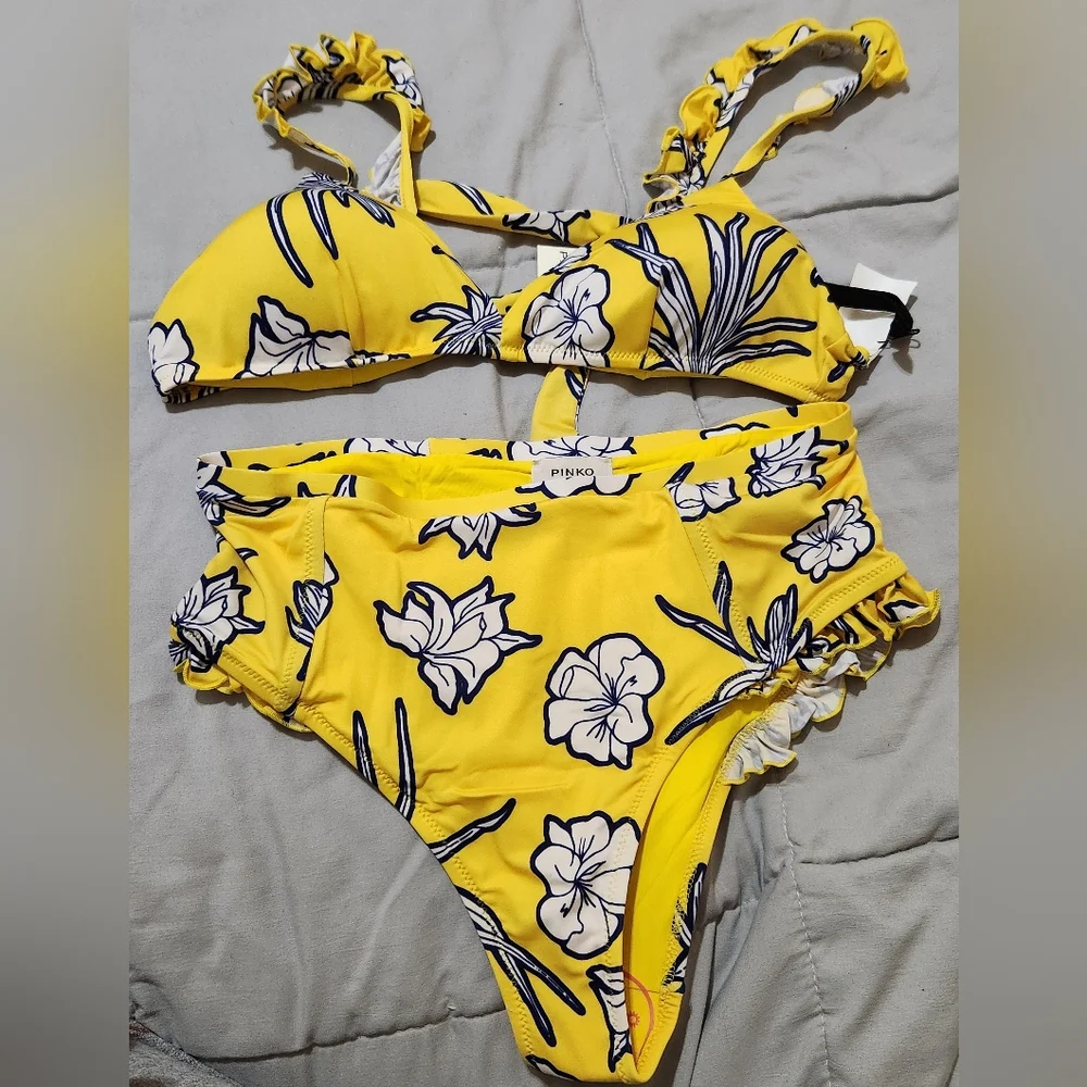 Pinko Elise Bralette Floral Bikini Top NWT